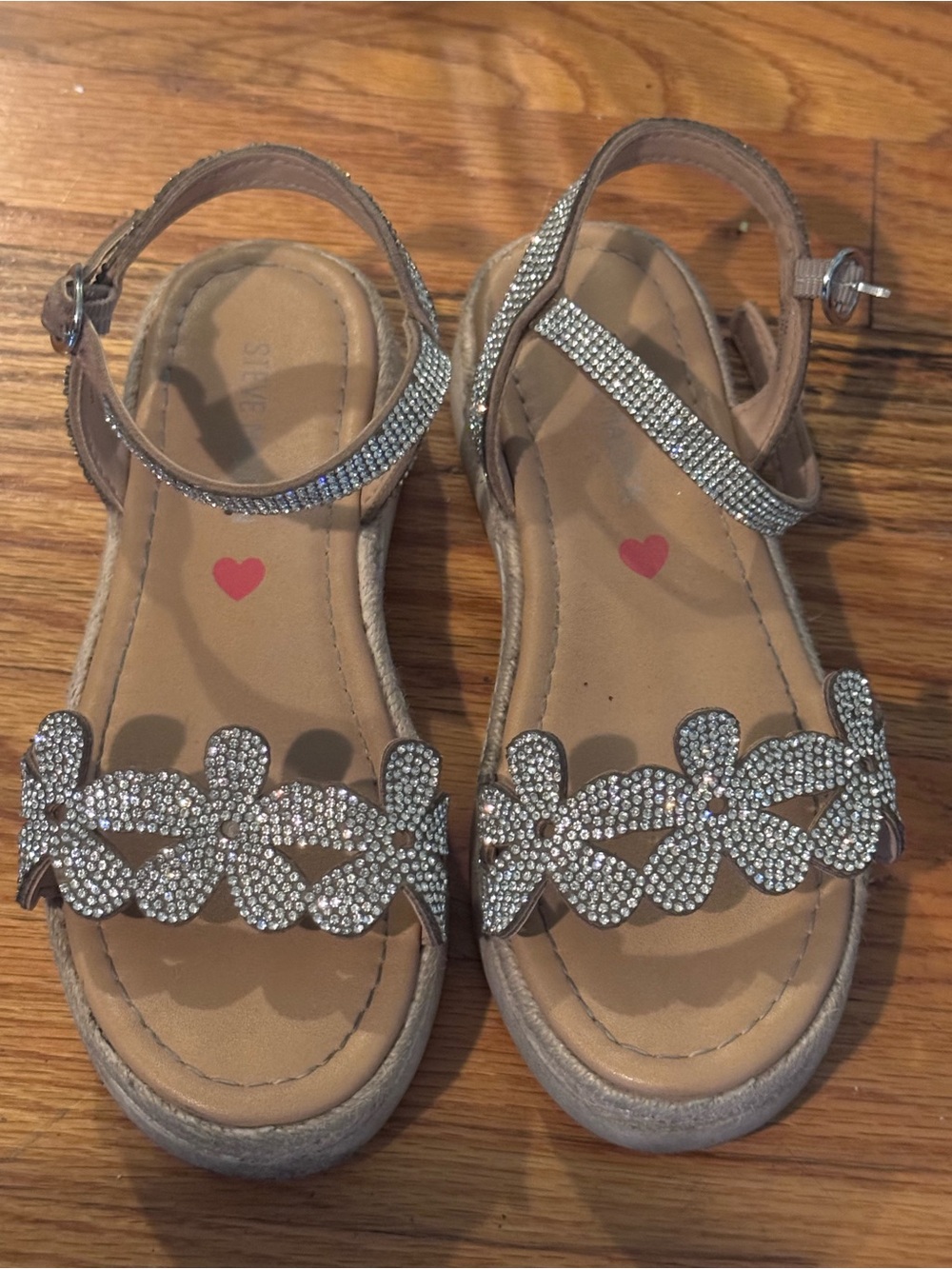 Steve Madden Girls' Nude Rhinestone Flower Sandals